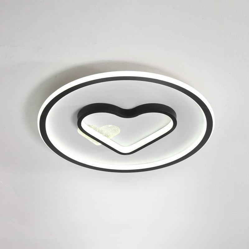 Kid LED Flush Mount Lamp Pink/Blue/Black Circle and Loving Heart Ceiling Fixture with Acrylic Shade Clearhalo 'Ceiling Lights' 'Close To Ceiling Lights' 'Close to ceiling' 'Flush mount' Lighting' 816940