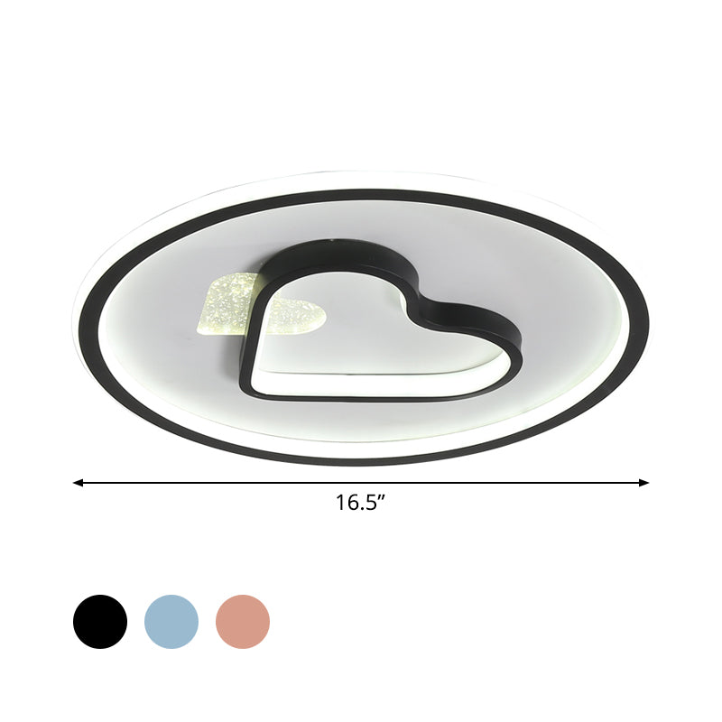 Kid LED Flush Mount Lamp Pink/Blue/Black Circle and Loving Heart Ceiling Fixture with Acrylic Shade Clearhalo 'Ceiling Lights' 'Close To Ceiling Lights' 'Close to ceiling' 'Flush mount' Lighting' 816941