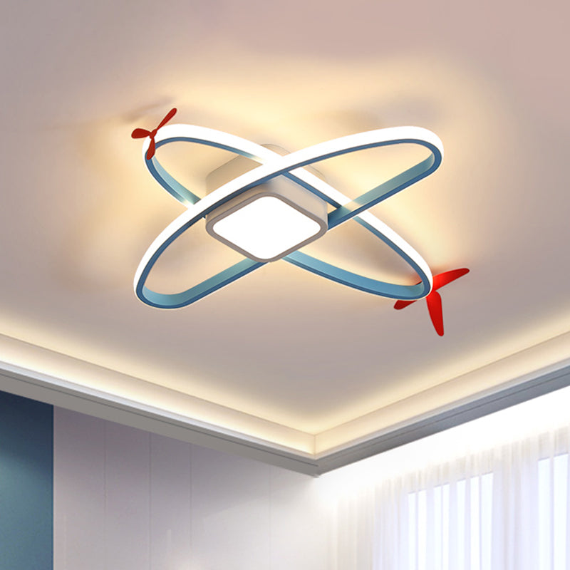 Acrylic Airplane Flush Light Fixture Cartoon Blue Integrated LED Ceiling Mount Lamp in Warm/White Light Blue Clearhalo 'Ceiling Lights' 'Close To Ceiling Lights' 'Close to ceiling' 'Flush mount' Lighting' 816962