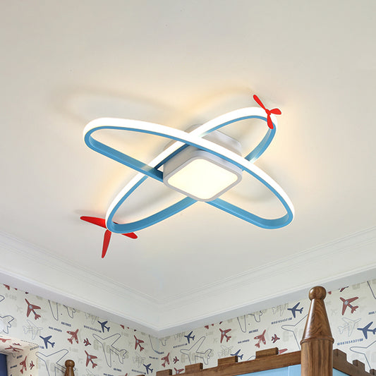 Acrylic Airplane Flush Light Fixture Cartoon Blue Integrated LED Ceiling Mount Lamp in Warm/White Light Clearhalo 'Ceiling Lights' 'Close To Ceiling Lights' 'Close to ceiling' 'Flush mount' Lighting' 816963