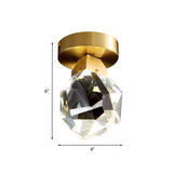 Faceted Crystal Block Flush Mount Minimalist LED Hallway Close to Ceiling Lamp in Gold Clearhalo 'Ceiling Lights' 'Close To Ceiling Lights' 'Close to ceiling' 'Flush mount' Lighting' 816973