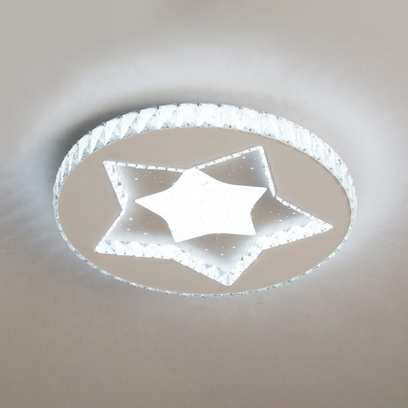 Cut Crystal Nickel Flush Light Fixture Moon/Star LED Contemporary Ceiling Mount for Bedroom Clearhalo 'Ceiling Lights' 'Close To Ceiling Lights' 'Close to ceiling' 'Flush mount' Lighting' 817037