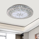 LED Drum Ceiling Mounted Fixture Contemporary Nickel Finish Clear Crystal Flush Mount with Spiral Pattern Nickel Clearhalo 'Ceiling Lights' 'Close To Ceiling Lights' 'Close to ceiling' 'Flush mount' Lighting' 817079