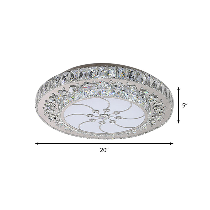 LED Drum Ceiling Mounted Fixture Contemporary Nickel Finish Clear Crystal Flush Mount with Spiral Pattern Clearhalo 'Ceiling Lights' 'Close To Ceiling Lights' 'Close to ceiling' 'Flush mount' Lighting' 817082