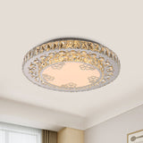 Crystal Round Flush Lamp Modern Bedroom Petal Pattern LED Flush Mount Ceiling Light in Nickel Nickel Clearhalo 'Ceiling Lights' 'Close To Ceiling Lights' 'Close to ceiling' 'Flush mount' Lighting' 817083