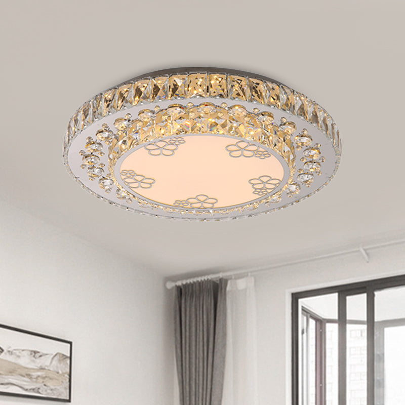 Crystal Round Flush Lamp Modern Bedroom Petal Pattern LED Flush Mount Ceiling Light in Nickel Clearhalo 'Ceiling Lights' 'Close To Ceiling Lights' 'Close to ceiling' 'Flush mount' Lighting' 817084