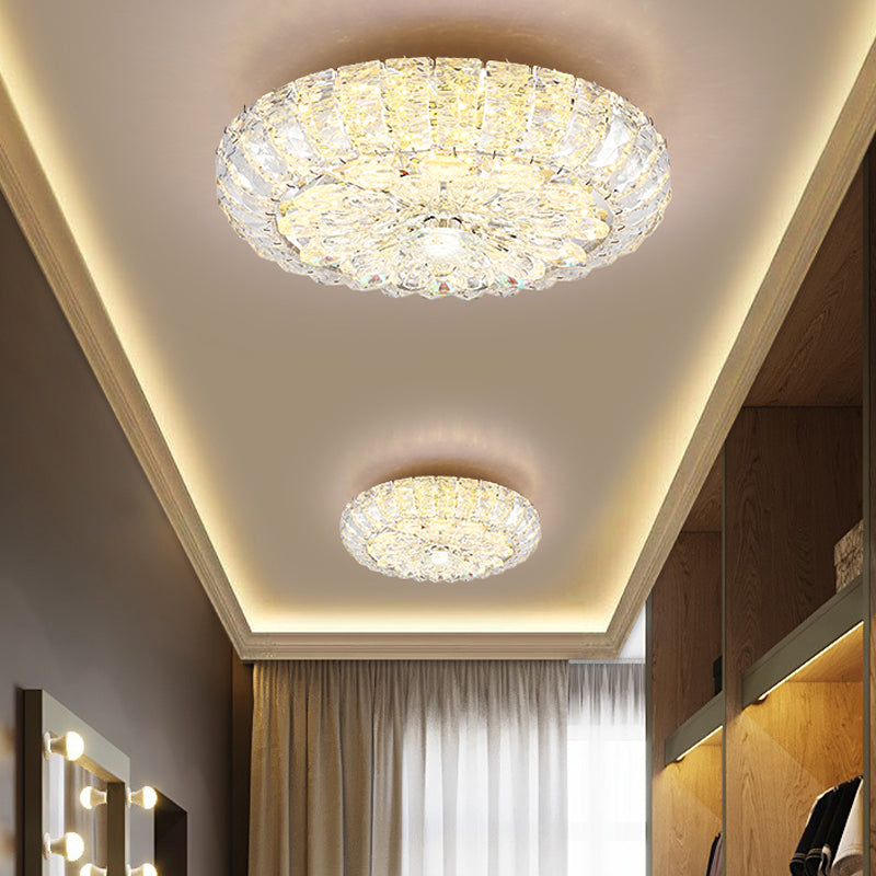 8"/12" W LED Flushmount Light Simplicity Corridor Ceiling Flush Mount with Round Clear Crystal Block Shade Clear Clearhalo 'Ceiling Lights' 'Close To Ceiling Lights' 'Close to ceiling' 'Flush mount' Lighting' 817099