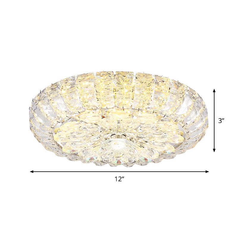 8"/12" W LED Flushmount Light Simplicity Corridor Ceiling Flush Mount with Round Clear Crystal Block Shade Clearhalo 'Ceiling Lights' 'Close To Ceiling Lights' 'Close to ceiling' 'Flush mount' Lighting' 817103