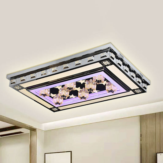 Stainless-Steel Star/Cloud Flush Ceiling Light Modernist Faceted Crystal LED Living Room Flush Mount with Rectangle Design Stainless-Steel Star Clearhalo 'Ceiling Lights' 'Close To Ceiling Lights' 'Close to ceiling' 'Flush mount' Lighting' 817104