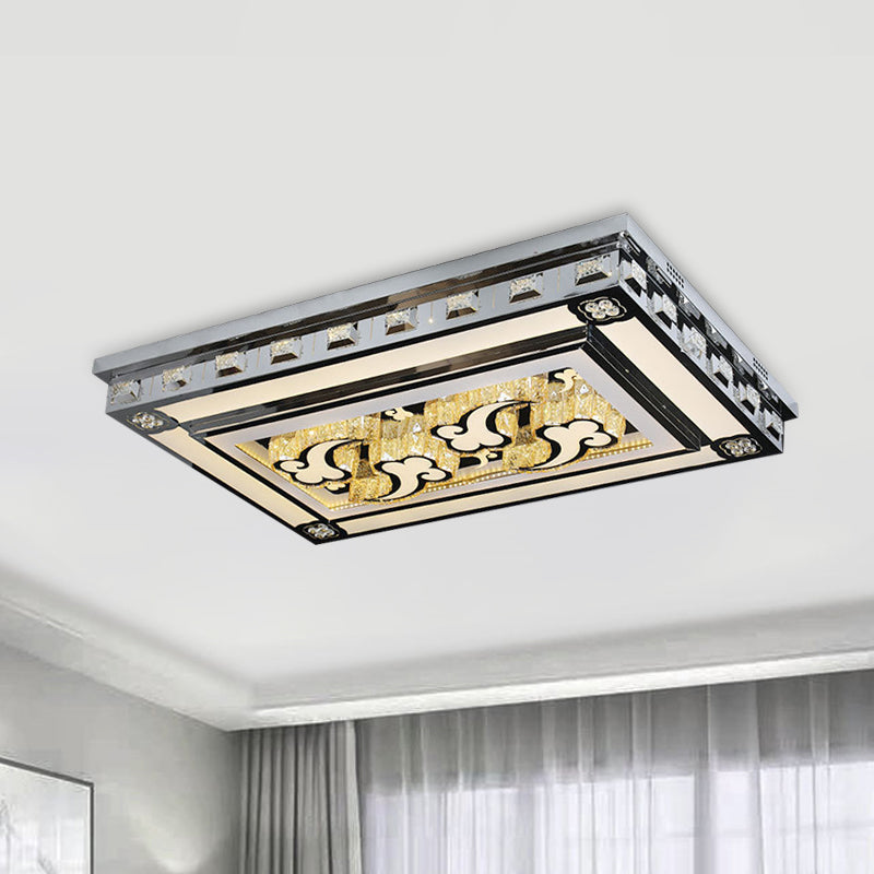 Stainless-Steel Star/Cloud Flush Ceiling Light Modernist Faceted Crystal LED Living Room Flush Mount with Rectangle Design Clearhalo 'Ceiling Lights' 'Close To Ceiling Lights' 'Close to ceiling' 'Flush mount' Lighting' 817109