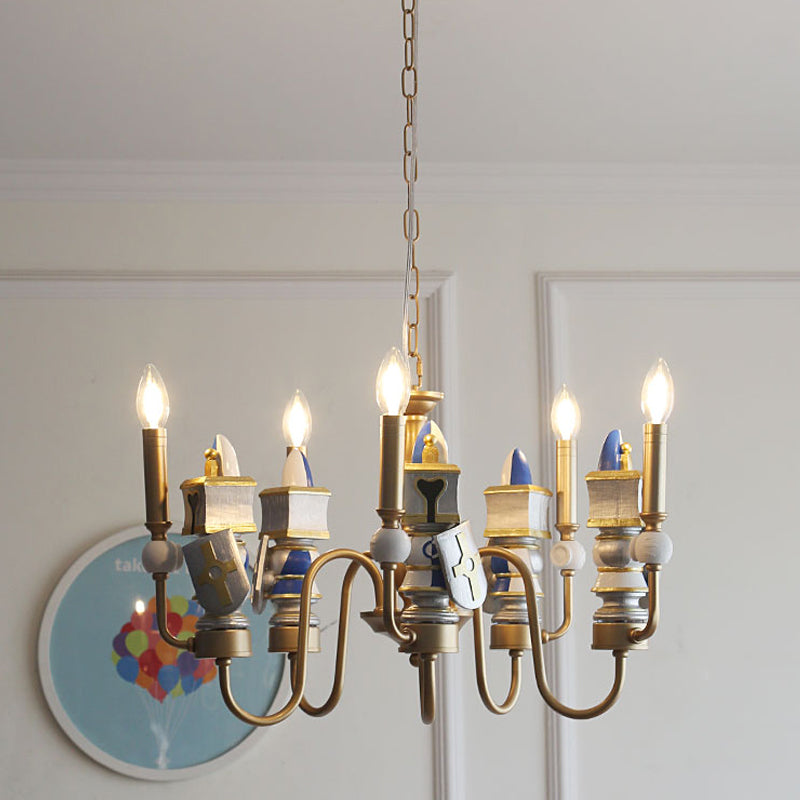 Metal Curved Arm Pendant Chandelier Vintage 5 Bulbs Gold Finish Ceiling Suspension Light Gold Clearhalo 'Ceiling Lights' 'Chandeliers' Lighting' options 817120_e77157a9-41f1-4dae-b185-089d8329a2a3