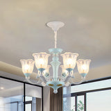 Blue 6/8 Lights Hanging Light Kit Rustic Metal Starburst Chandelier with Glass Shade Clearhalo 'Ceiling Lights' 'Chandeliers' Lighting' options 817274