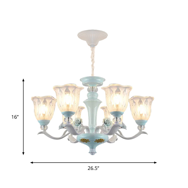 Blue 6/8 Lights Hanging Light Kit Rustic Metal Starburst Chandelier with Glass Shade Clearhalo 'Ceiling Lights' 'Chandeliers' Lighting' options 817276