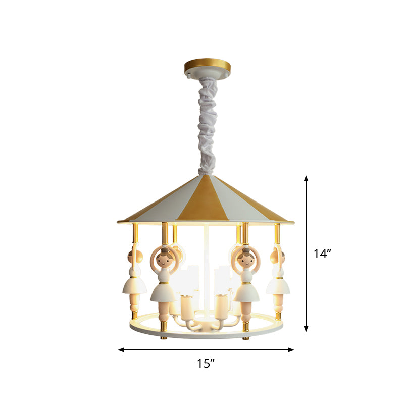 Ballet Girl Resin Hanging Light Fixture Kid 5 Bulbs White and Gold Chandelier Pendant Clearhalo 'Ceiling Lights' 'Chandeliers' Lighting' options 817285