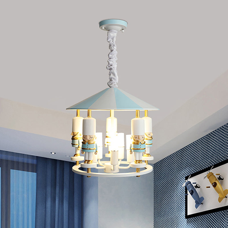 Merry-Go-Round Soldier Chandelier Kids Style Resin 5-Head Black/Blue Hanging Light Fixture Clearhalo 'Ceiling Lights' 'Chandeliers' Lighting' options 817286