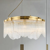 Luxury Round Chandelier Light Fixture 5-Bulb Crystal Rod Pendant Lamp in Gold for Restaurant Gold Clearhalo 'Ceiling Lights' 'Chandeliers' 'Modern Chandeliers' 'Modern' Lighting' 817454