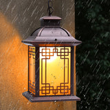 1-Head Pendant Light Fixture Lodge Lantern Yellow Glass Down Lighting in Coffee for Outdoor Coffee Clearhalo 'Ceiling Lights' 'Glass shade' 'Glass' 'Pendant Lights' 'Pendants' Lighting' 817588