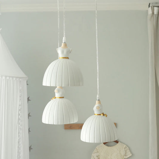 Ballet Skirt Cluster Pendant Light Kids Resin 3-Head Girl's Room Ceiling Suspension Lamp in White Clearhalo 'Ceiling Lights' 'Pendant Lights' 'Pendants' Lighting' 817604