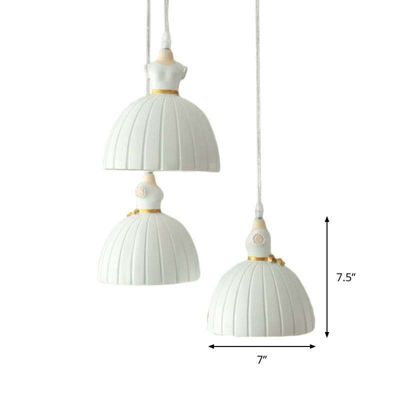 Ballet Skirt Cluster Pendant Light Kids Resin 3-Head Girl's Room Ceiling Suspension Lamp in White Clearhalo 'Ceiling Lights' 'Pendant Lights' 'Pendants' Lighting' 817607