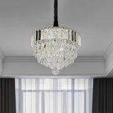 Black LED Drop Pendant Contemporary Clear Faceted Crystal Teardrop Hanging Light Fixture for Dining Room Clearhalo 'Ceiling Lights' 'Modern Pendants' 'Modern' 'Pendant Lights' 'Pendants' Lighting' 817694