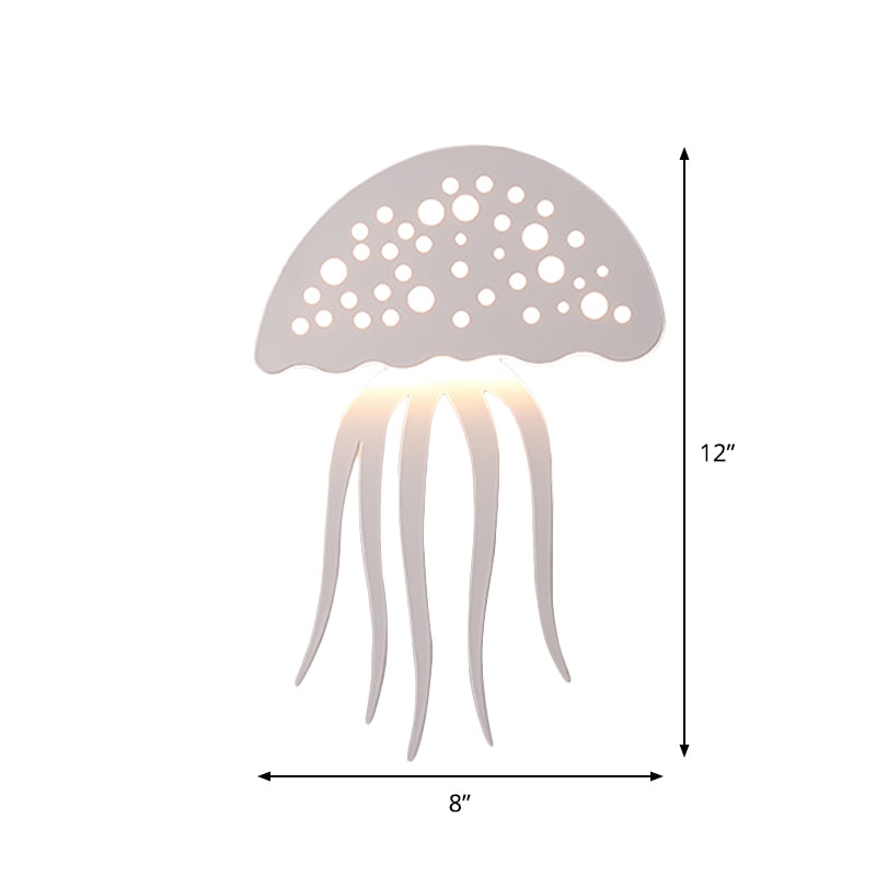 Jellyfish-Shape Sconce Lighting Cartoon Metal LED White Wall Lamp Fixture for Living Room Clearhalo 'Wall Lamps & Sconces' 'Wall Lights' Lighting' 817751