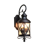 Iron Black Wall Lighting Fixture Lantern 2 Bulbs Rural Wall Sconce with Clear Glass Shade Clearhalo 'Wall Lamps & Sconces' 'Wall Lights' Lighting' 817763