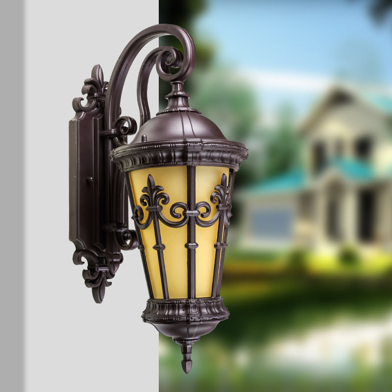 Coffee Single Bulb Wall Lamp Countryside Yellow Glass Lantern Wall Lighting Fixture for Outdoor Coffee Clearhalo 'Wall Lamps & Sconces' 'Wall Lights' Lighting' 817765