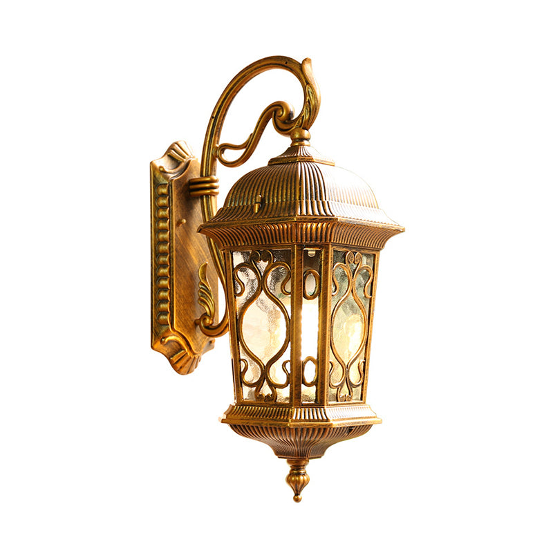 Birdcage Balcony Sconce Wall Light Retro Ripple Glass Single Light Bronze Wall Lamp Fixture Clearhalo 'Wall Lamps & Sconces' 'Wall Lights' Lighting' 817800