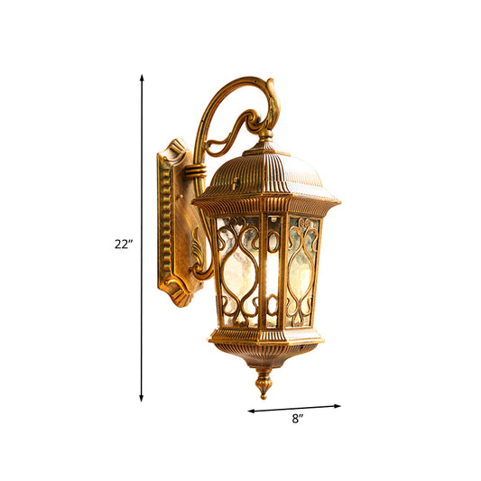 Birdcage Balcony Sconce Wall Light Retro Ripple Glass Single Light Bronze Wall Lamp Fixture Clearhalo 'Wall Lamps & Sconces' 'Wall Lights' Lighting' 817801