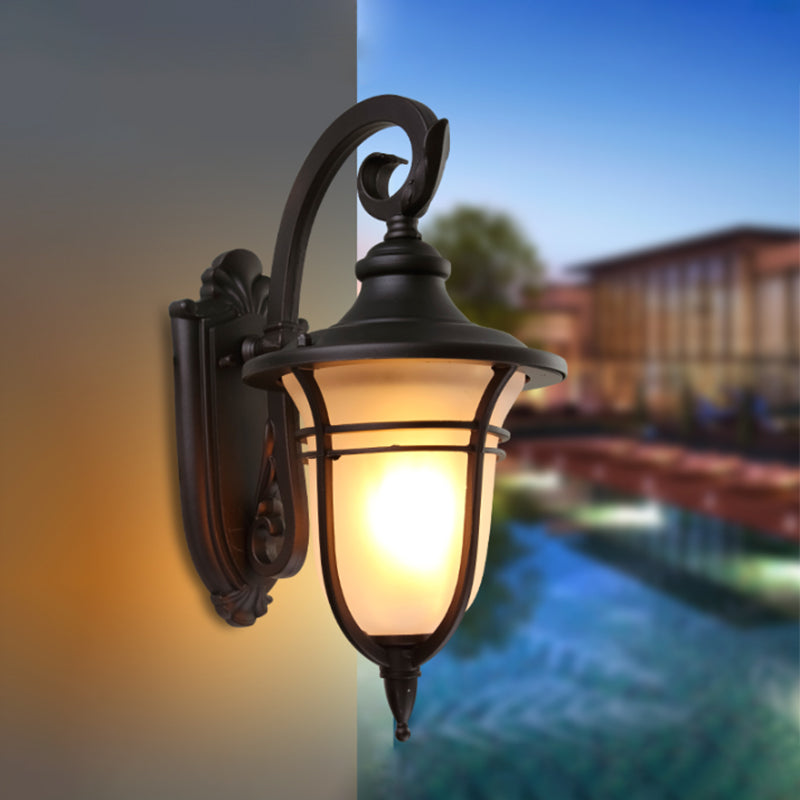 Milk Glass Coffee Sconce Lamp Urn 1 Light Countryside Wall Mounted Light Fixture for Courtyard Clearhalo 'Wall Lamps & Sconces' 'Wall Lights' Lighting' 817803