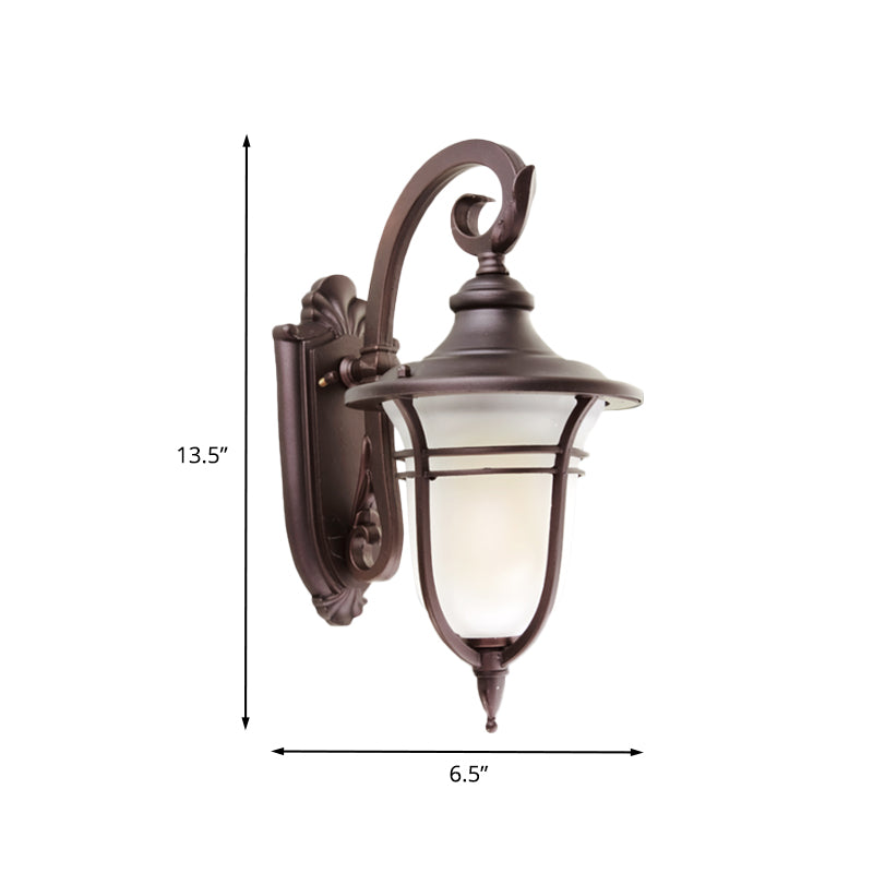 Milk Glass Coffee Sconce Lamp Urn 1 Light Countryside Wall Mounted Light Fixture for Courtyard Clearhalo 'Wall Lamps & Sconces' 'Wall Lights' Lighting' 817805