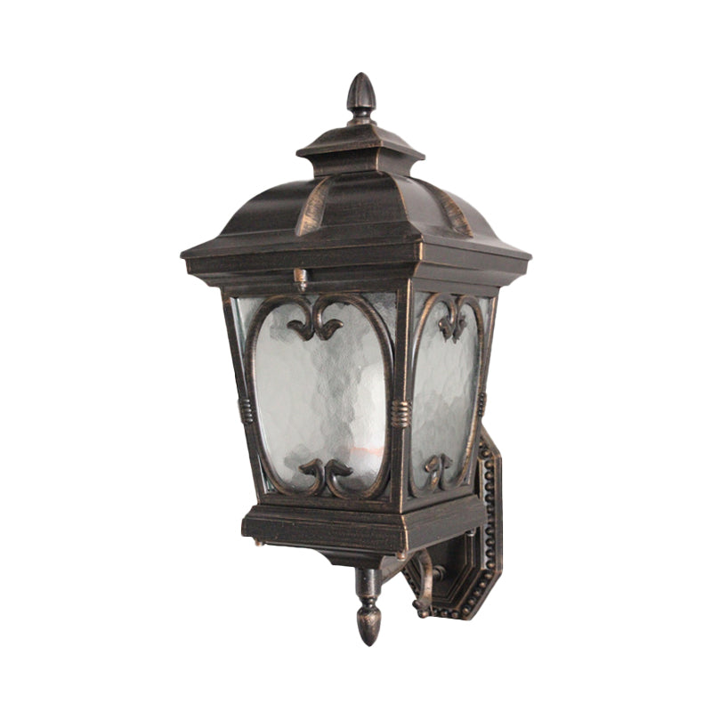 Ripple Glass Birdcage Wall Sconce Retro Single Light Outdoor Wall Mounted Light in Bronze Clearhalo 'Wall Lamps & Sconces' 'Wall Lights' Lighting' 817848