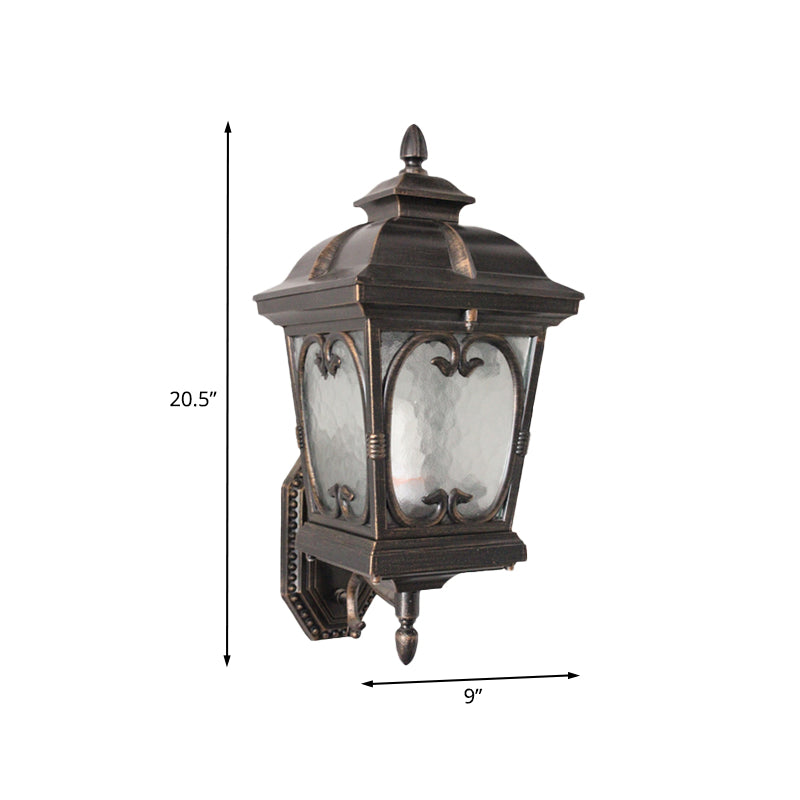 Ripple Glass Birdcage Wall Sconce Retro Single Light Outdoor Wall Mounted Light in Bronze Clearhalo 'Wall Lamps & Sconces' 'Wall Lights' Lighting' 817849