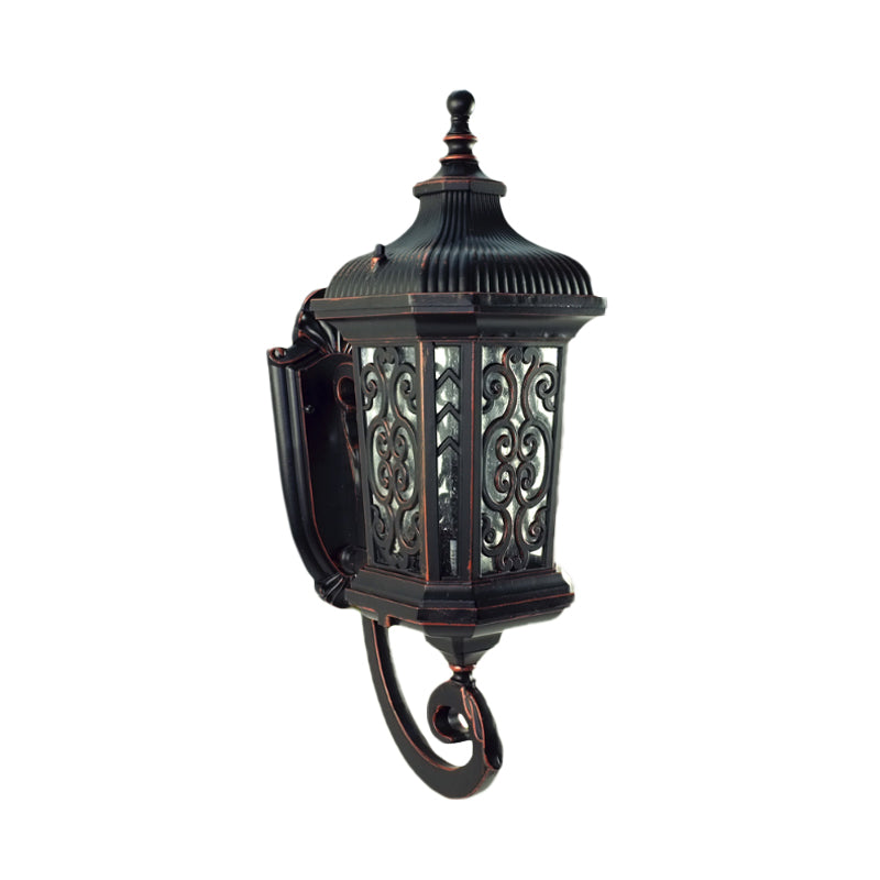 Metal Black Wall Mount Lighting Lantern Single Head Lodge Wall Lamp Fixture for Courtyard, Up/Down Clearhalo 'Wall Lamps & Sconces' 'Wall Lights' Lighting' 817868