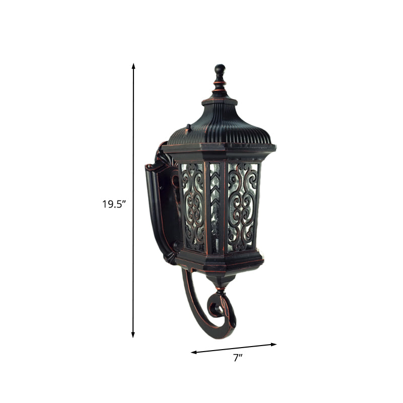 Metal Black Wall Mount Lighting Lantern Single Head Lodge Wall Lamp Fixture for Courtyard, Up/Down Clearhalo 'Wall Lamps & Sconces' 'Wall Lights' Lighting' 817869