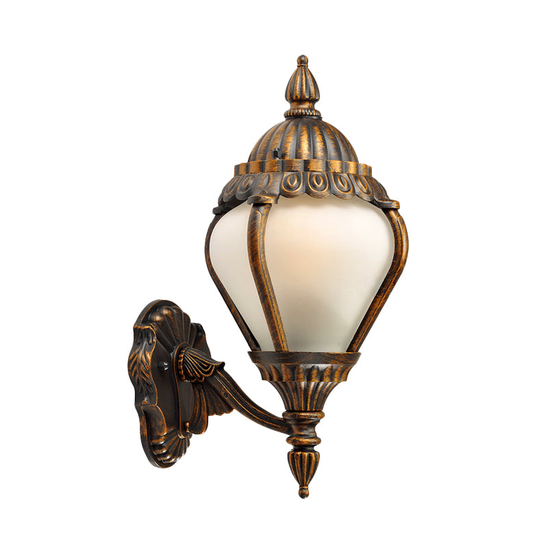 Frosted Glass Bronze Wall Lighting Lantern Single Bulb Rustic Wall Sconce Light Fixture for Outdoor, Up/Down Clearhalo 'Wall Lamps & Sconces' 'Wall Lights' Lighting' 817893