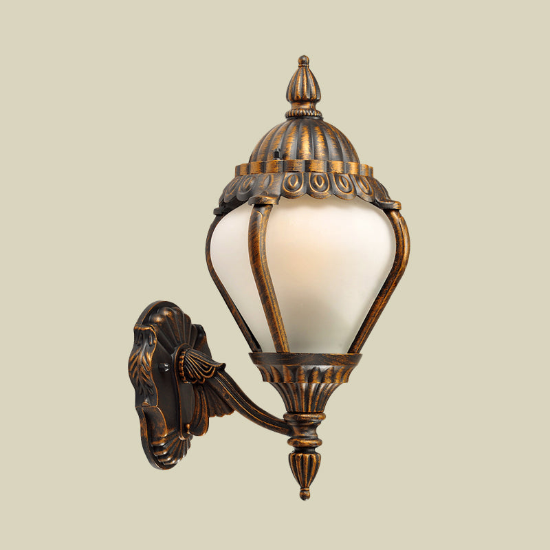 Frosted Glass Bronze Wall Lighting Lantern Single Bulb Rustic Wall Sconce Light Fixture for Outdoor, Up/Down Clearhalo 'Wall Lamps & Sconces' 'Wall Lights' Lighting' 817894