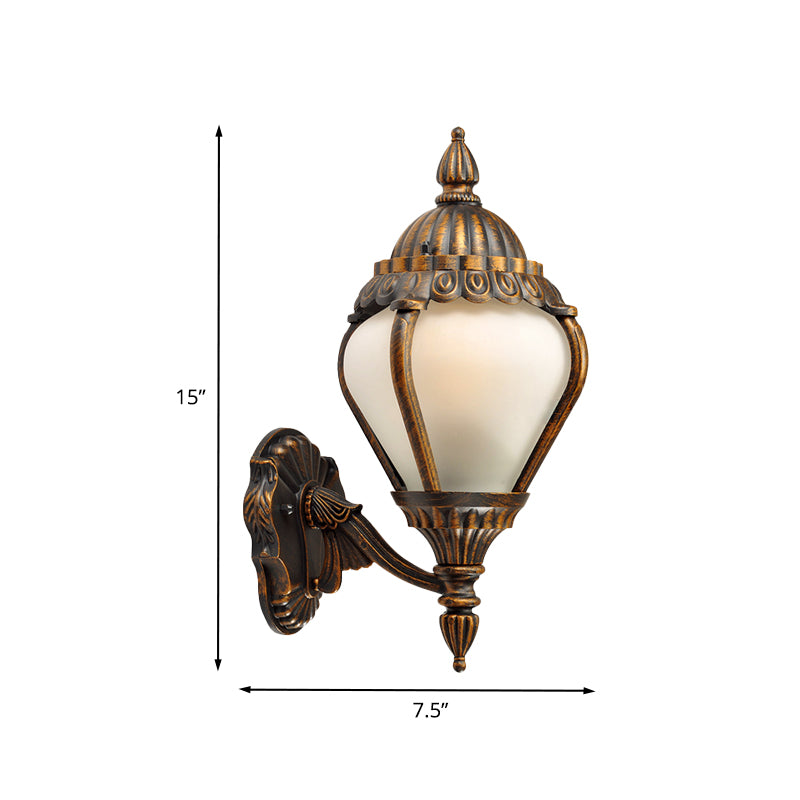 Frosted Glass Bronze Wall Lighting Lantern Single Bulb Rustic Wall Sconce Light Fixture for Outdoor, Up/Down Clearhalo 'Wall Lamps & Sconces' 'Wall Lights' Lighting' 817895