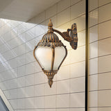 Frosted Glass Bronze Wall Lighting Lantern Single Bulb Rustic Wall Sconce Light Fixture for Outdoor, Up/Down Clearhalo 'Wall Lamps & Sconces' 'Wall Lights' Lighting' 817897