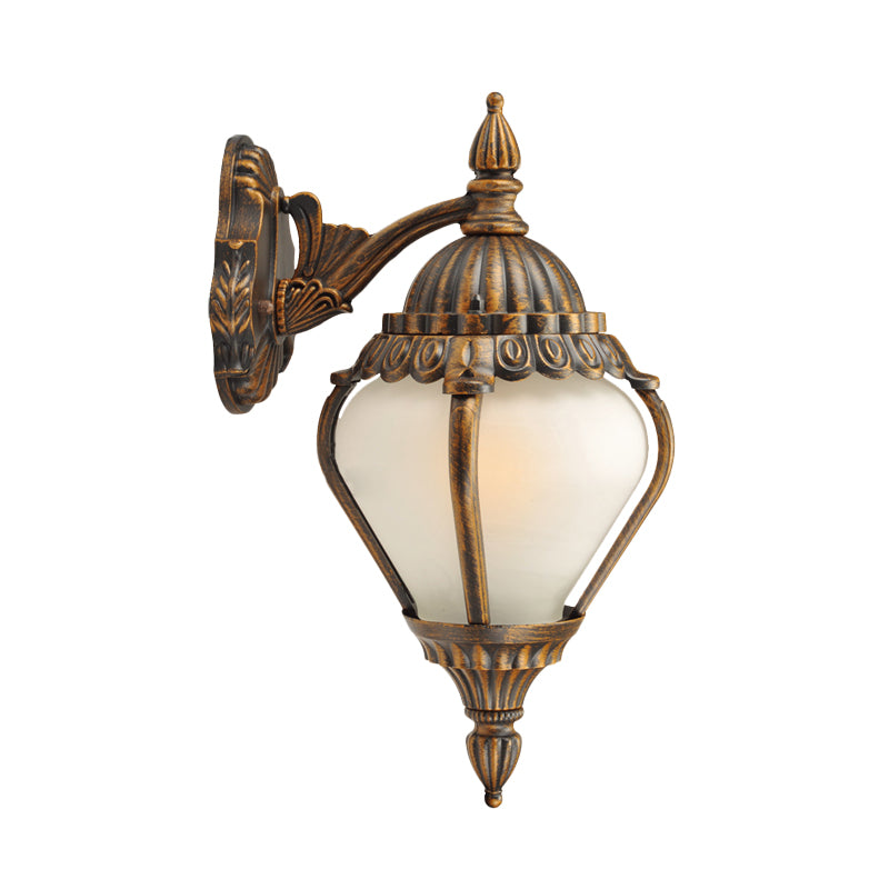 Frosted Glass Bronze Wall Lighting Lantern Single Bulb Rustic Wall Sconce Light Fixture for Outdoor, Up/Down Clearhalo 'Wall Lamps & Sconces' 'Wall Lights' Lighting' 817899