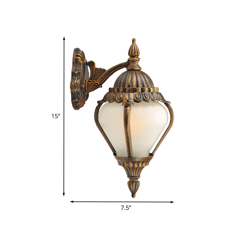 Frosted Glass Bronze Wall Lighting Lantern Single Bulb Rustic Wall Sconce Light Fixture for Outdoor, Up/Down Clearhalo 'Wall Lamps & Sconces' 'Wall Lights' Lighting' 817900