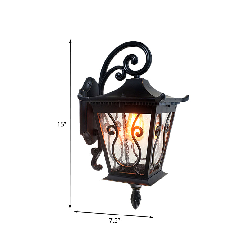 Birdcage Outdoor Wall Lamp Sconce Lodge Clear Water Glass Single Light Black Wall Lighting, Up/Down Clearhalo 'Wall Lamps & Sconces' 'Wall Lights' Lighting' 817924