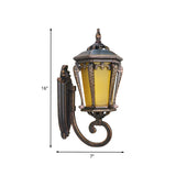 Yellow Glass Bronze Wall Lamp Lantern Single Bulb Retro Wall Sconce Lighting Fixture for Yard Clearhalo 'Wall Lamps & Sconces' 'Wall Lights' Lighting' 817933