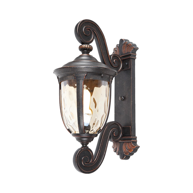 Amber Water Glass Brown-Black Sconce Urn Shade 1-Bulb Traditional Wall Lighting Ideas Clearhalo 'Wall Lamps & Sconces' 'Wall Lights' Lighting' 817968