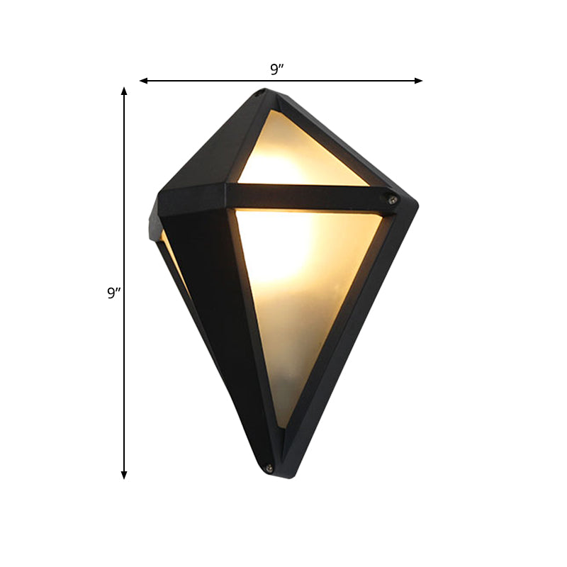 Dark Coffee Diamond/Elliptical Wall Sconce Rustic Opal Glass 1-Light Balcony Wall Lighting Fixture Clearhalo 'Wall Lamps & Sconces' 'Wall Lights' Lighting' 818000