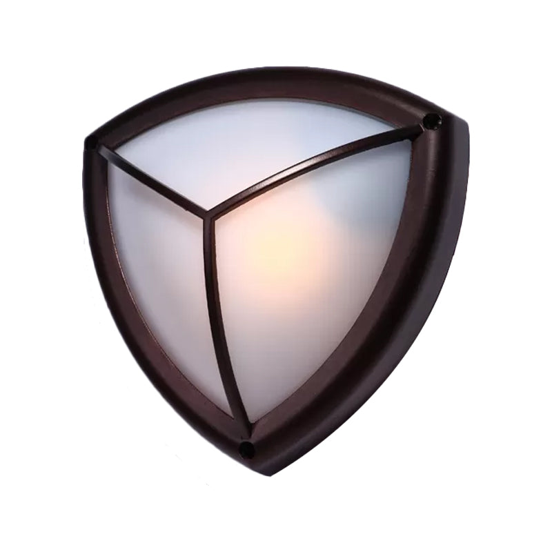 Dark Coffee Diamond/Elliptical Wall Sconce Rustic Opal Glass 1-Light Balcony Wall Lighting Fixture Clearhalo 'Wall Lamps & Sconces' 'Wall Lights' Lighting' 818003