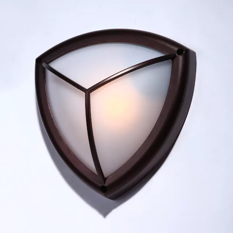 Dark Coffee Diamond/Elliptical Wall Sconce Rustic Opal Glass 1-Light Balcony Wall Lighting Fixture Clearhalo 'Wall Lamps & Sconces' 'Wall Lights' Lighting' 818004