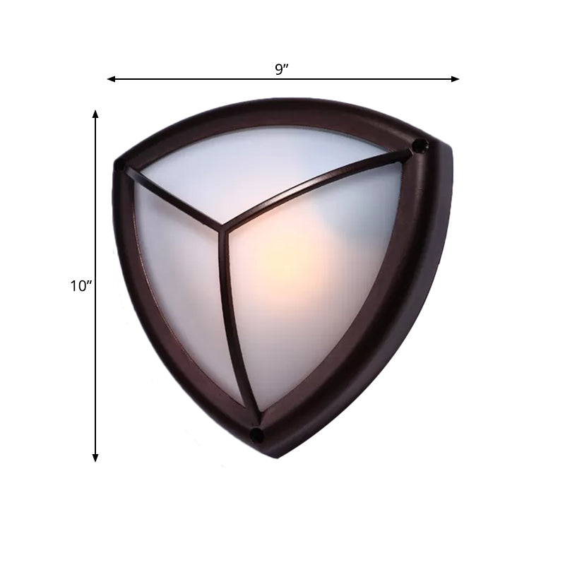 Dark Coffee Diamond/Elliptical Wall Sconce Rustic Opal Glass 1-Light Balcony Wall Lighting Fixture Clearhalo 'Wall Lamps & Sconces' 'Wall Lights' Lighting' 818005