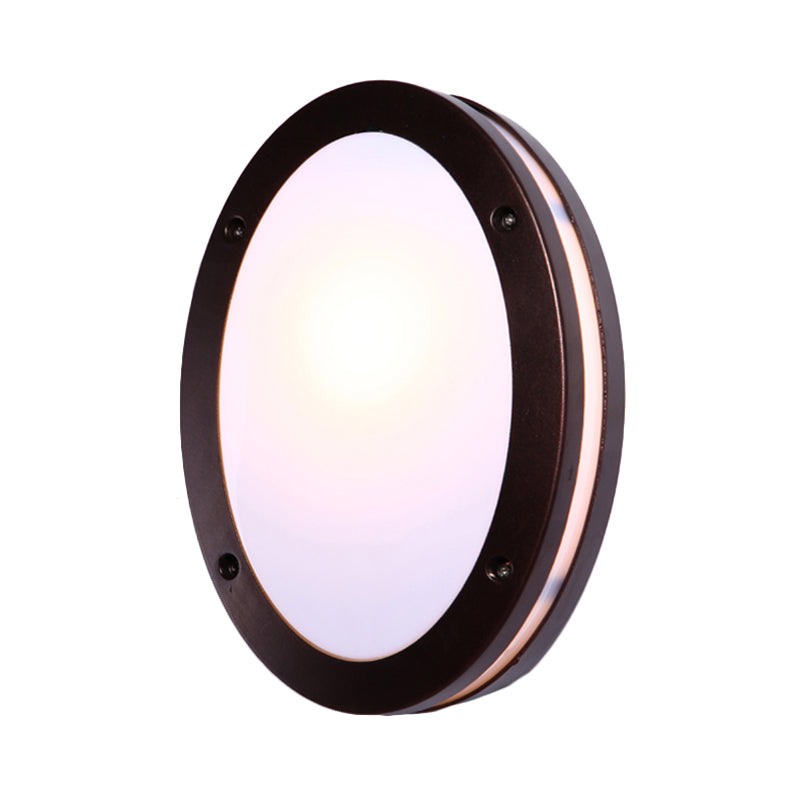 Dark Coffee Diamond/Elliptical Wall Sconce Rustic Opal Glass 1-Light Balcony Wall Lighting Fixture Clearhalo 'Wall Lamps & Sconces' 'Wall Lights' Lighting' 818008