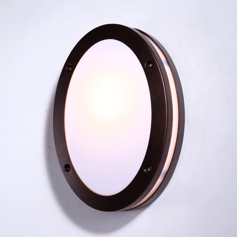 Dark Coffee Diamond/Elliptical Wall Sconce Rustic Opal Glass 1-Light Balcony Wall Lighting Fixture Clearhalo 'Wall Lamps & Sconces' 'Wall Lights' Lighting' 818009